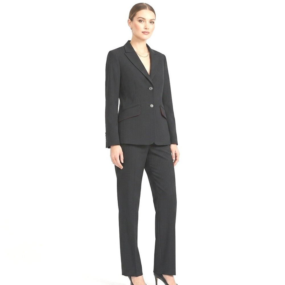 BCBGMAXAZRIA Pant Suit Women Medium Black Pinstripe Professional Blazer Trousers